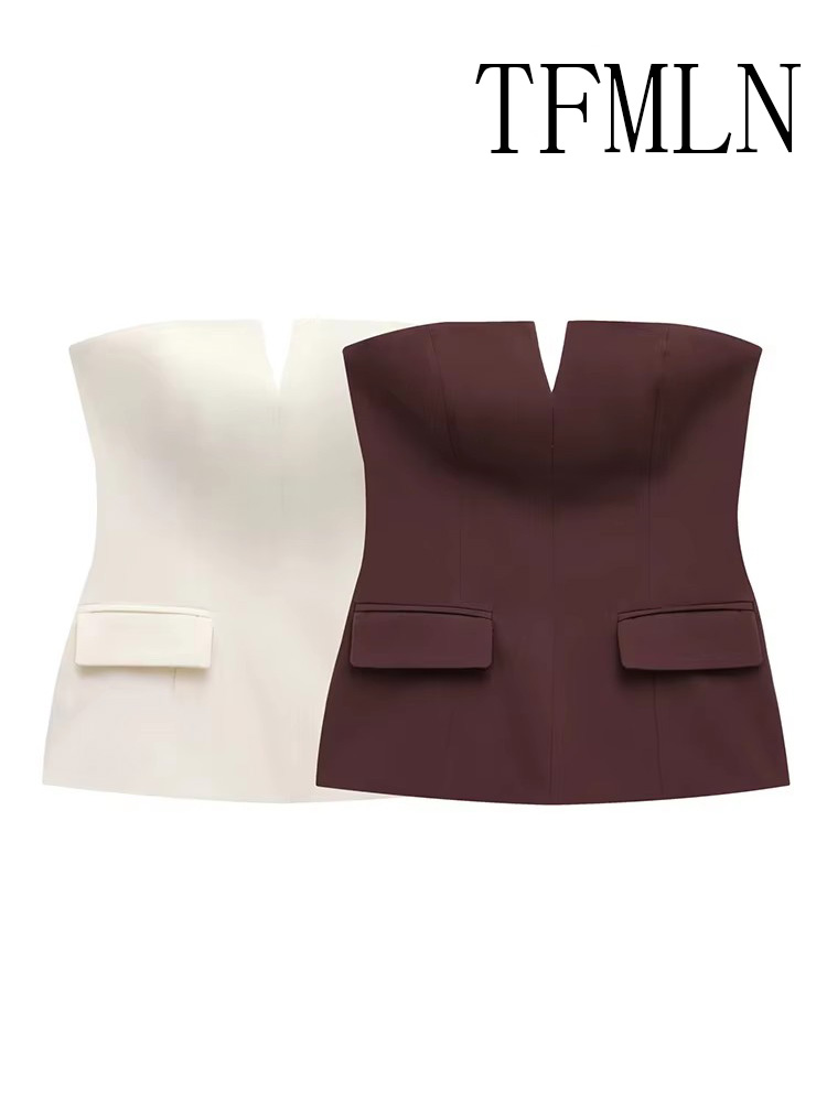 Street Fashion Trends 2025 - Tfmln feminino sem alças colheita 2025