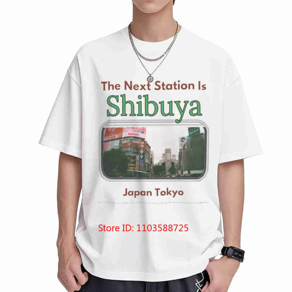 Street Fashion Shibuya - Camiseta de Manga Curta 100% Algodão