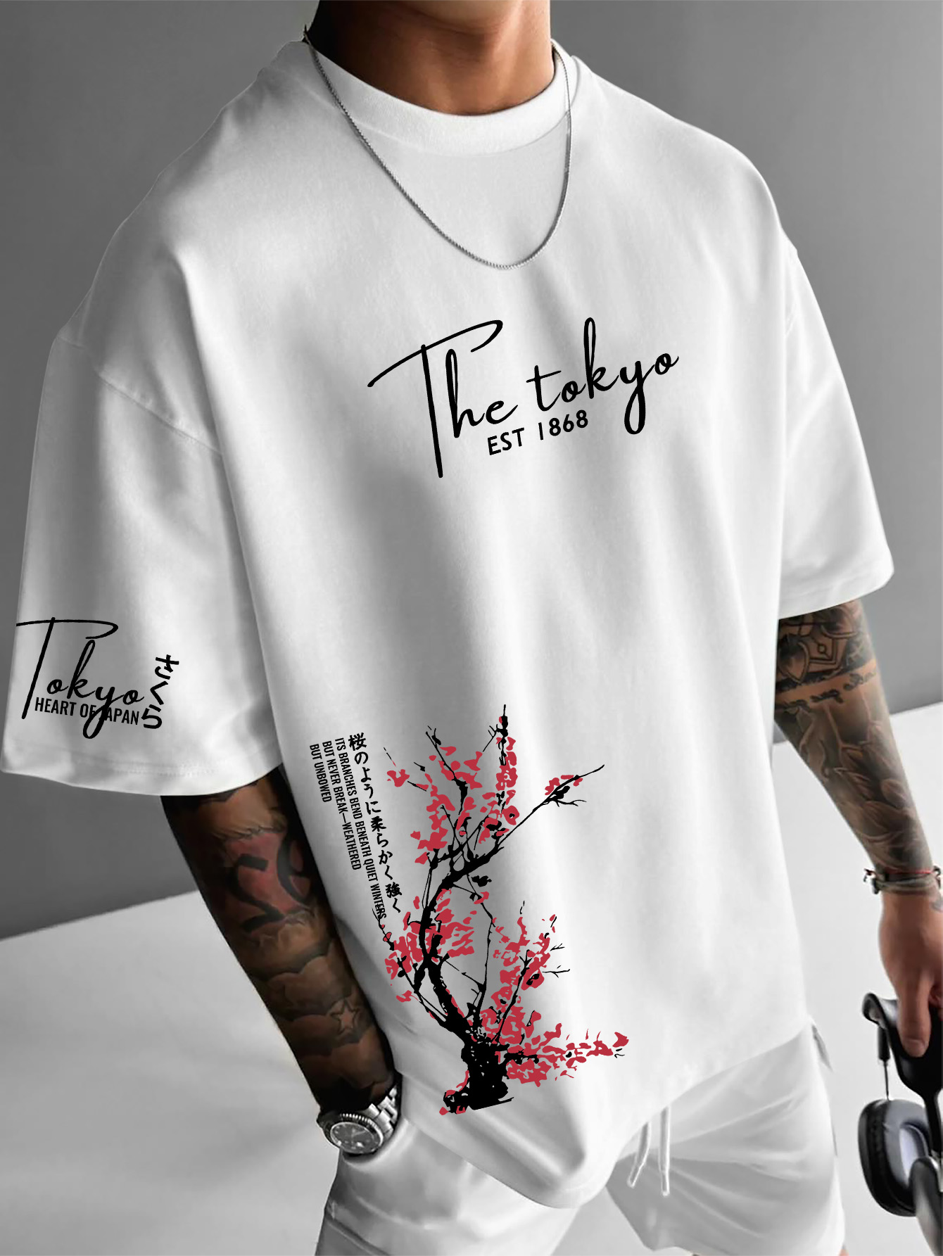 Street Fashion Shibuya - Camiseta Masculina de Manga Curta Estilo
