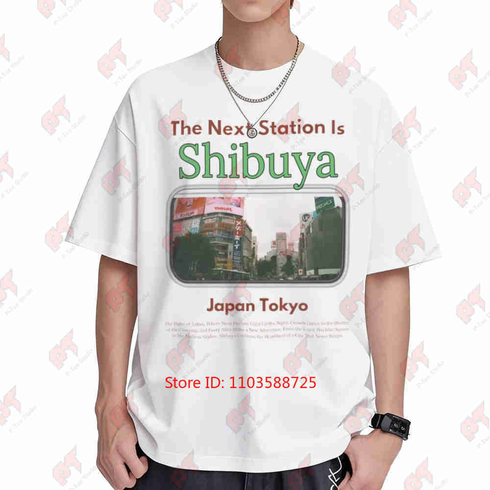 Street Fashion Shibuya - Camiseta de Manga Curta 100% Algodão