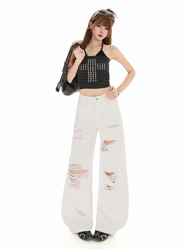 Calça Jeans Feminina Branca de - Street Fashion High End avaliação e preço
