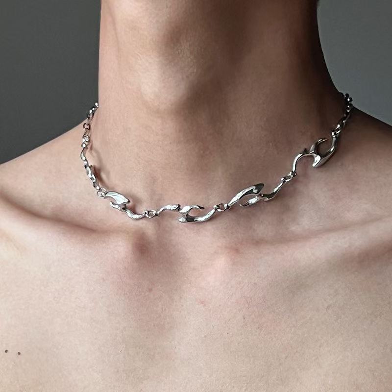 Colar de metal em forma irregu - Street Fashion Trends 2025 avaliação e preço