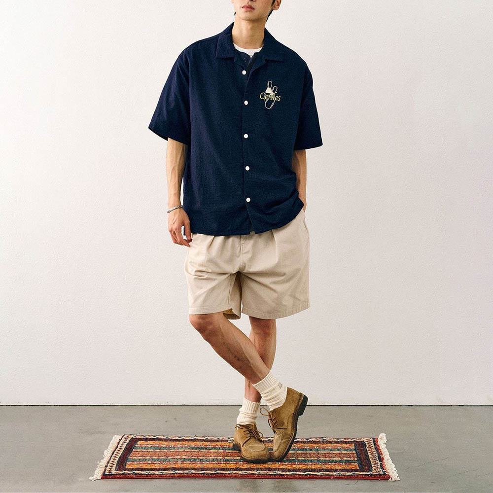 Camisa de manga curta bordada  - Street Fashion Trends 2025 avaliação e preço