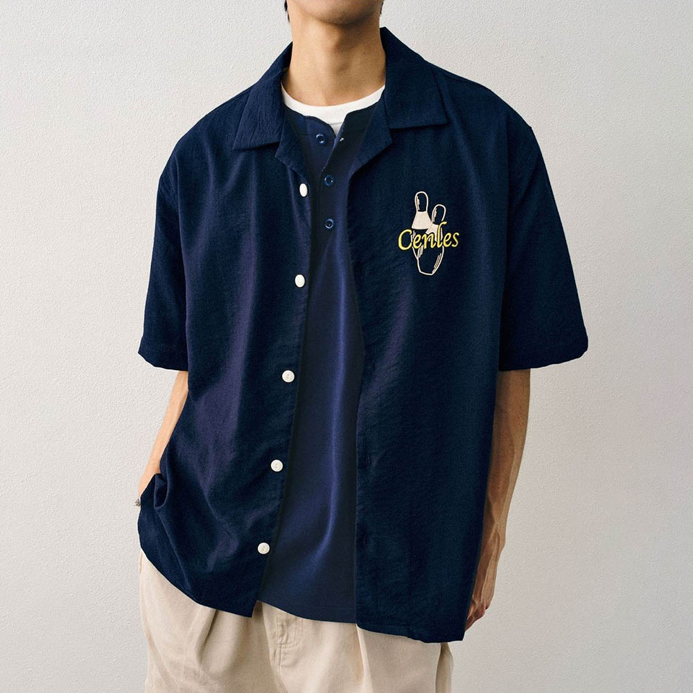 Camisa de manga curta bordada  - Street Fashion Trends 2025 avaliação e preço