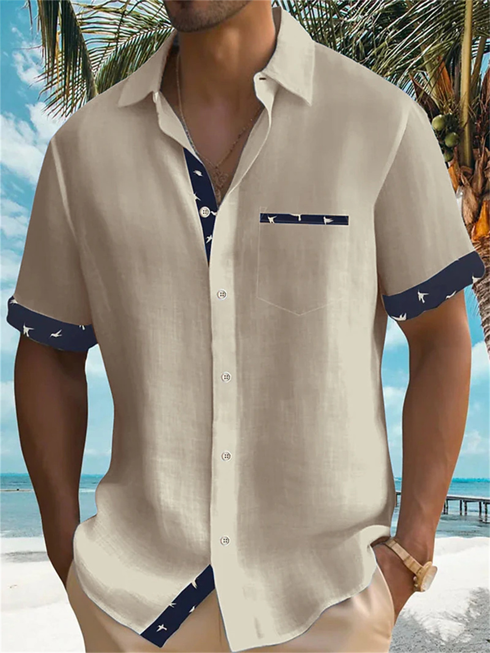 Camisa Aloha Masculina Nova de - Street Fashion Shanghai avaliação e preço