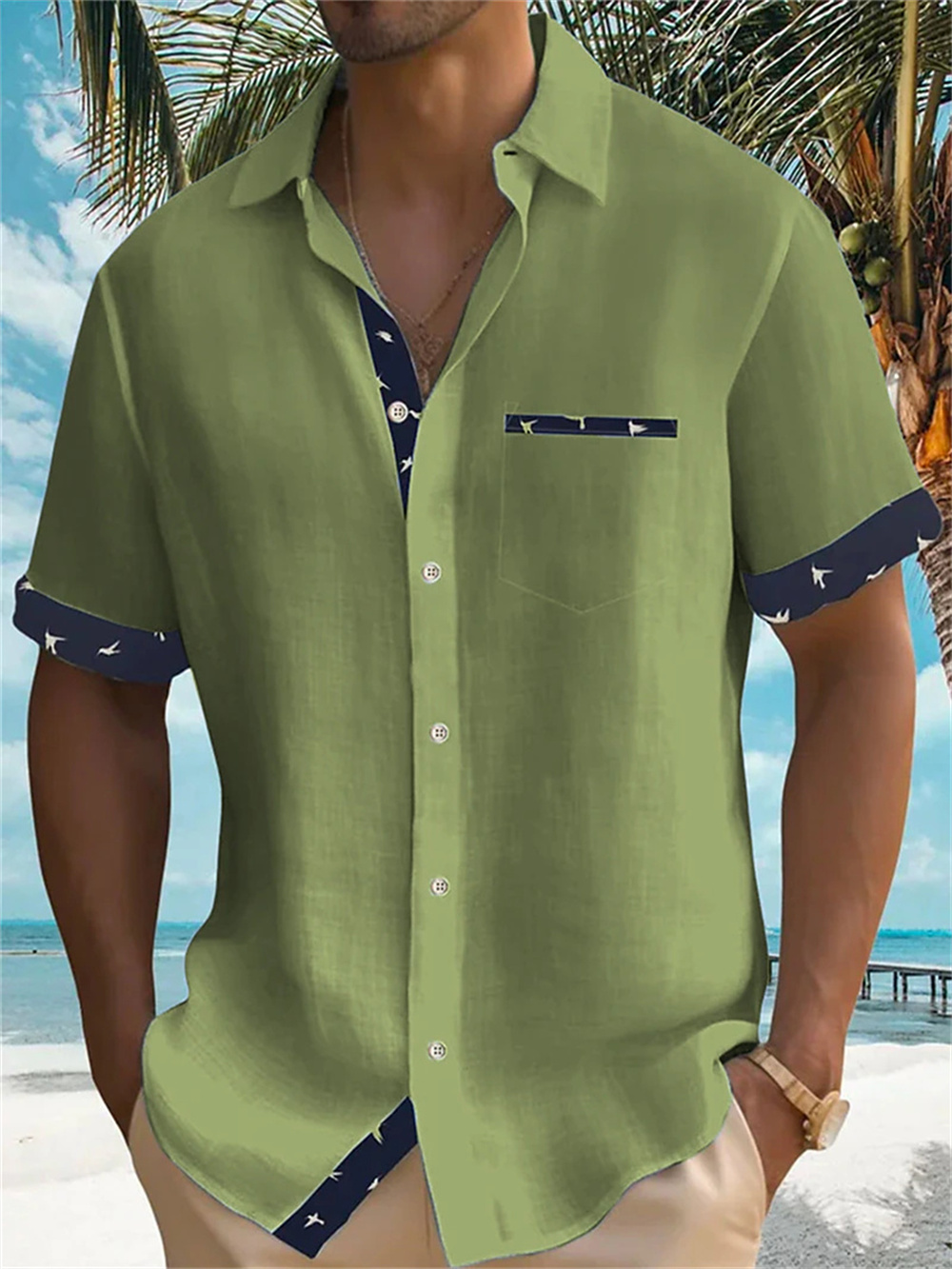 Camisa Aloha Masculina Nova de - Street Fashion Shanghai avaliação e preço