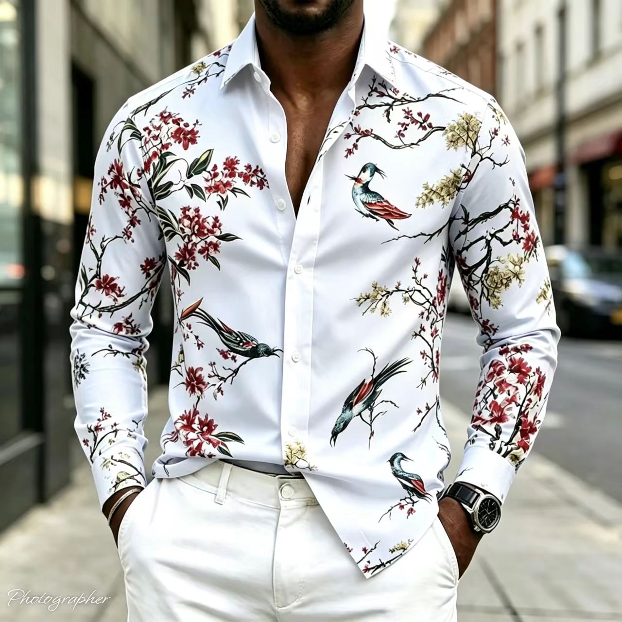 Camisa Masculina Nova 2026 com - Street Fashion Shanghai avaliação e preço