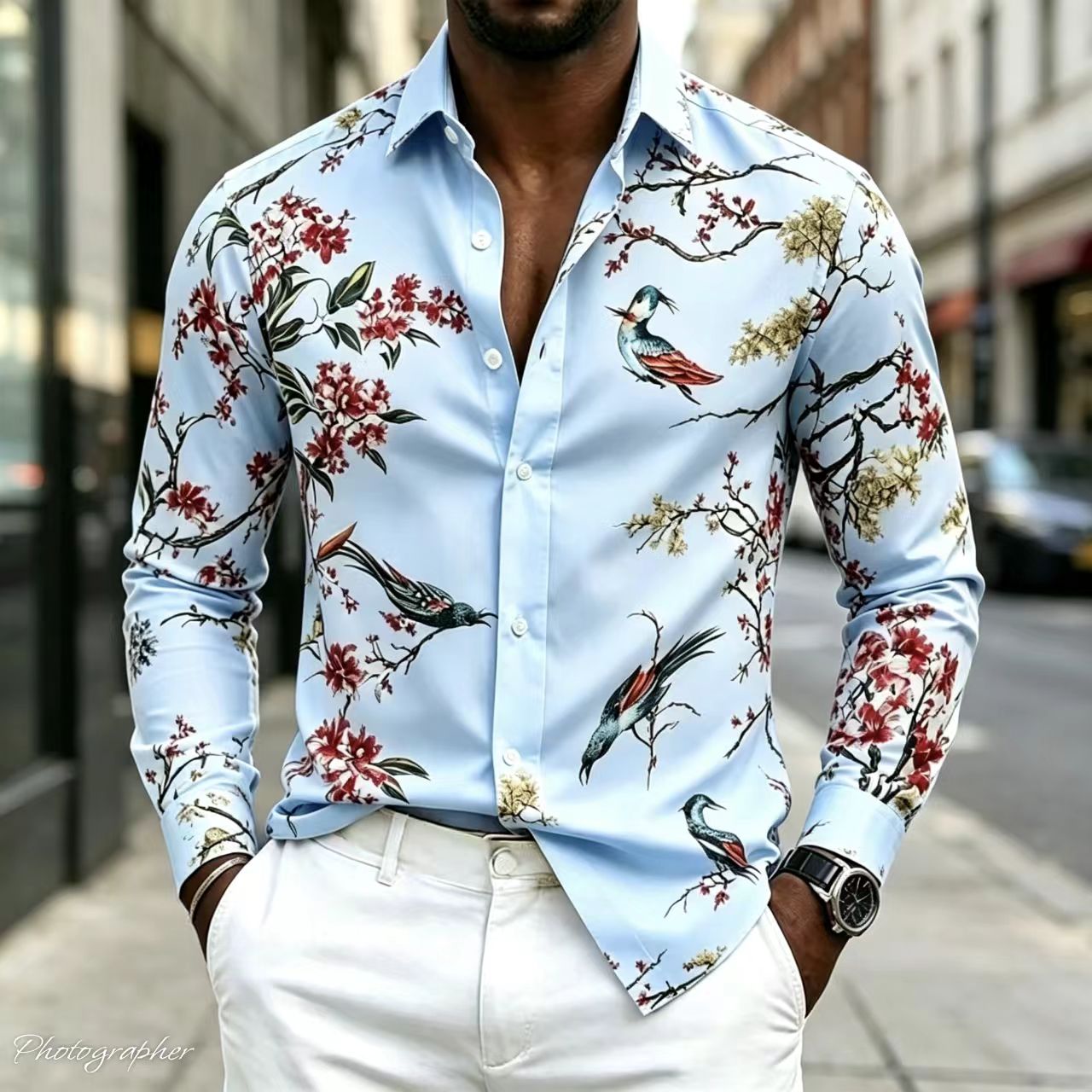 Camisa Masculina Nova 2026 com - Street Fashion Shanghai avaliação e preço