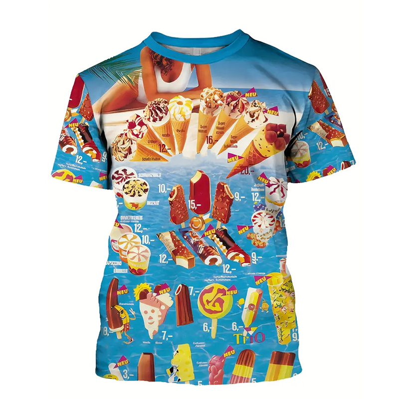 Ice Cream Color Fashion T-shir - Street Fashion Trends 2025 avaliação e preço
